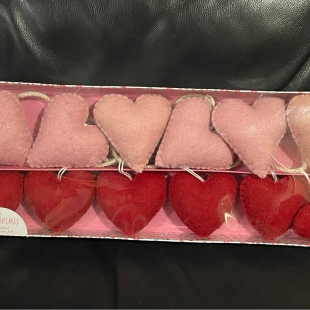 Valentines Love and Cupcakes Heart Garland - Felt Hearts Garland